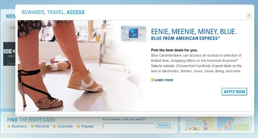 Blue from American Express: Eenie, meenie, miney, Blue