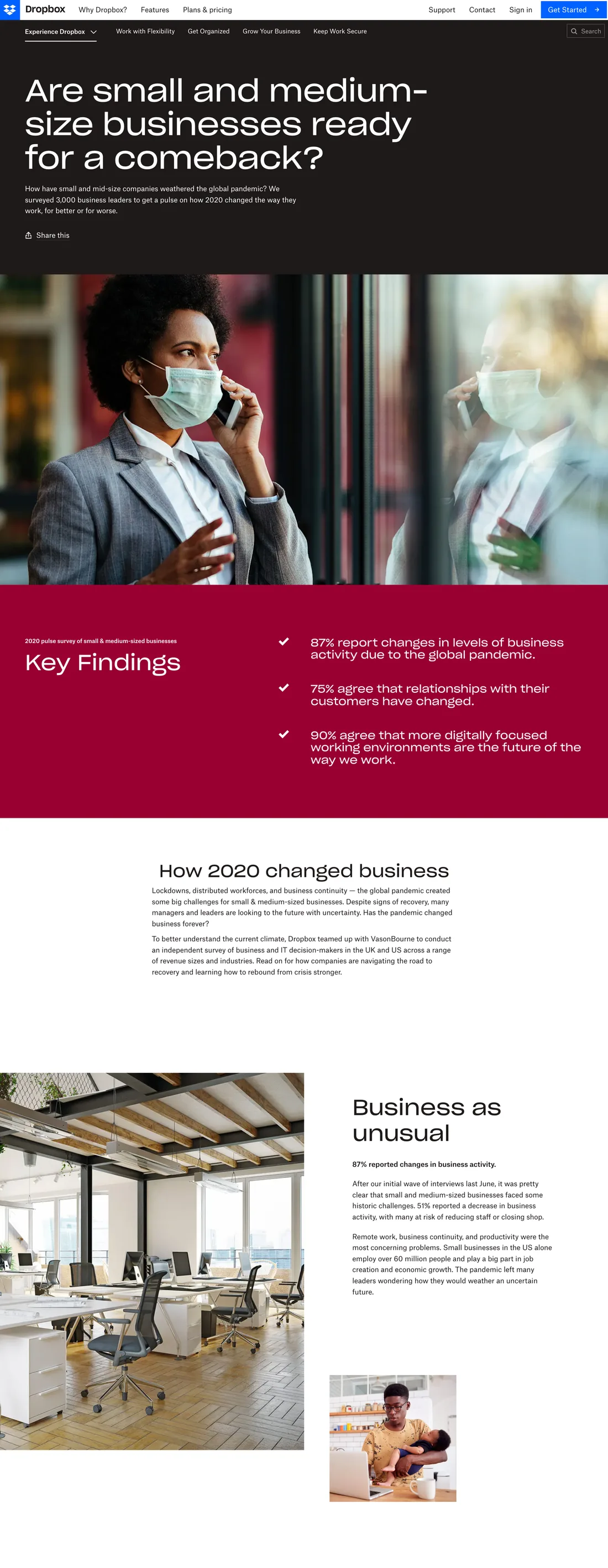 Research article page: Are small and medium-size businesses ready for a comeback? with key survey findings