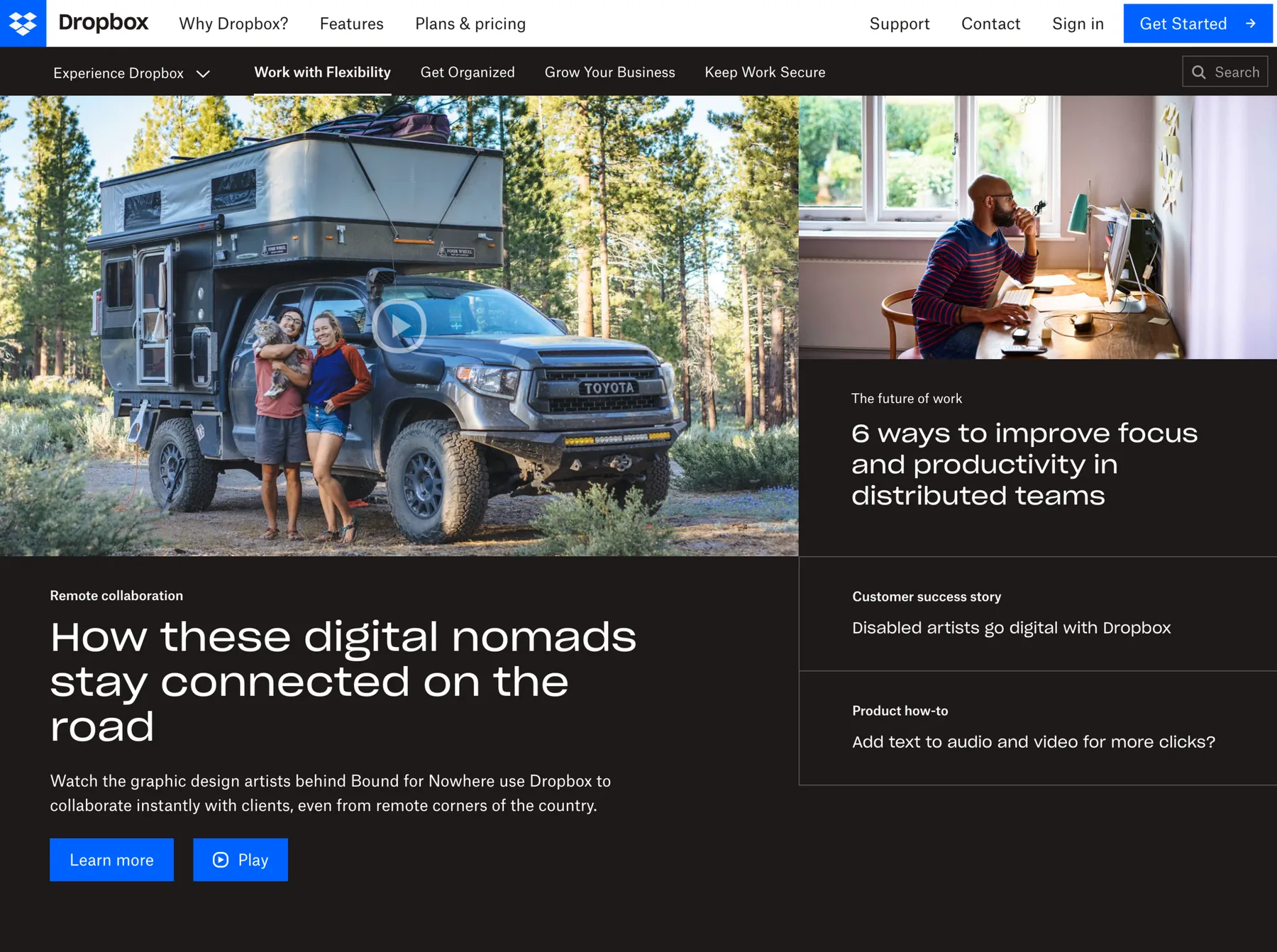 Hub content module featuring a video story: How these digital nomads stay connected on the road