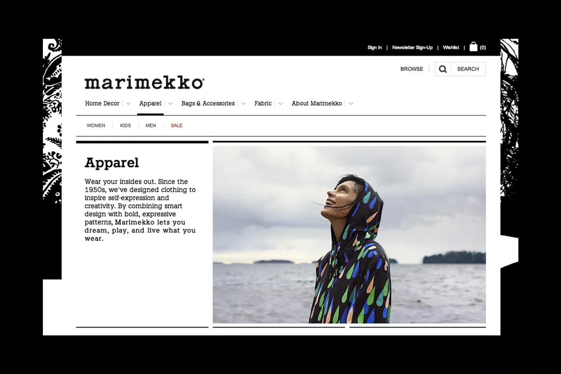 marimekko apparel page: Wear your insides out